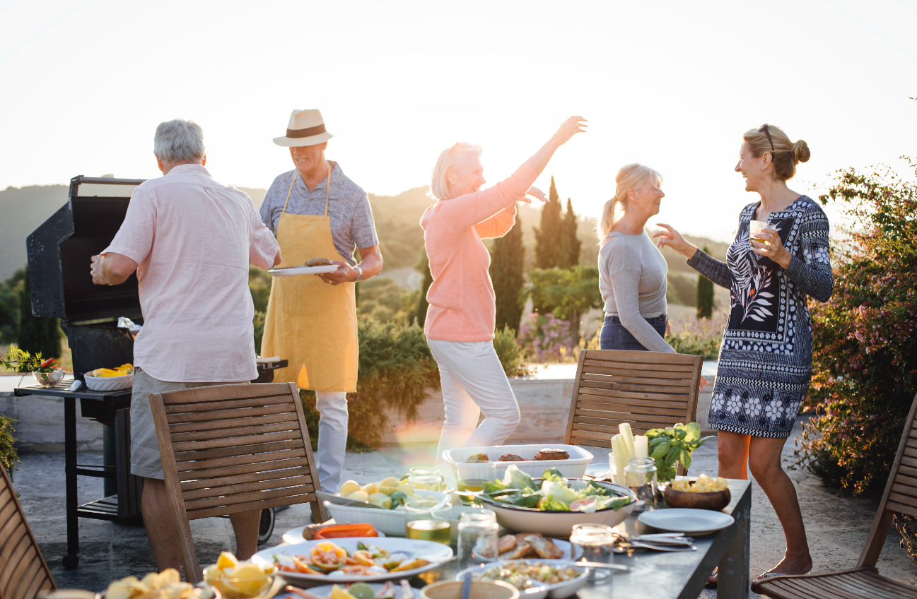 older couples having a barbecue adult lifestyle communities