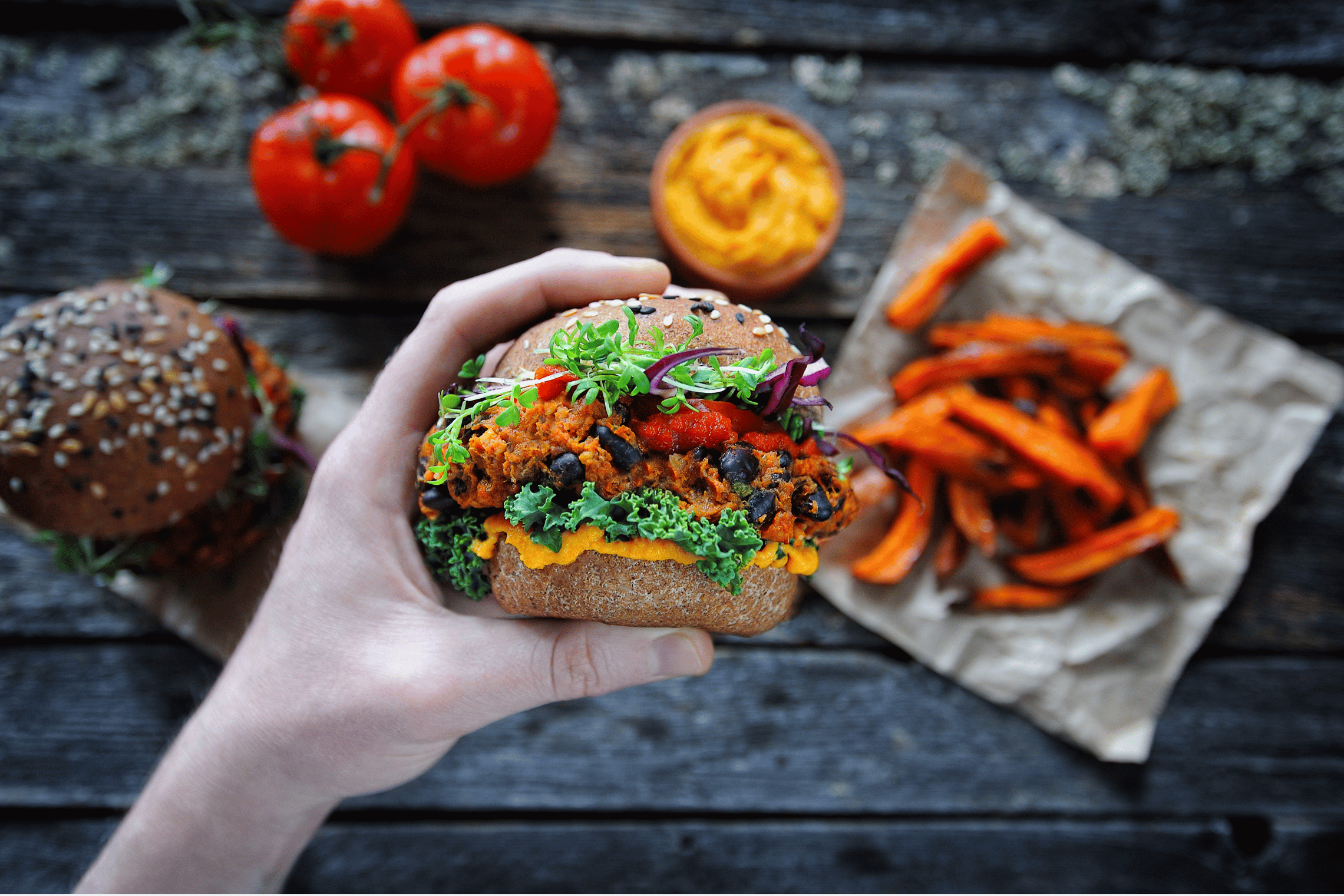 An image of a plant based burger