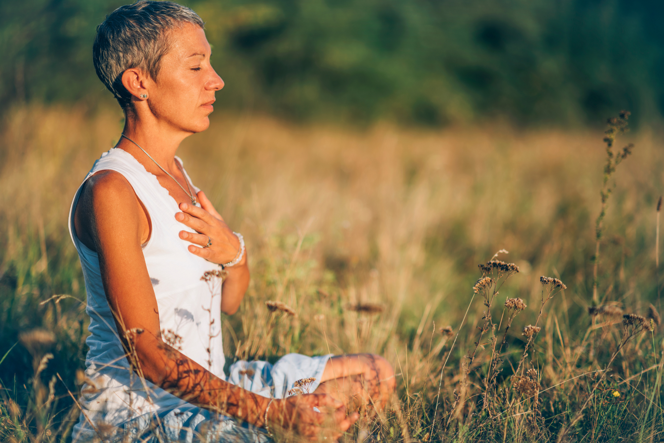 An image of a woman meditating